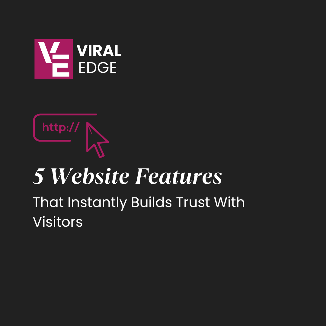 VE Blog (2) A phone displaying the latest digital marketing techniques. A title on the screen shows "5 website features that instantly builds trust with visitors"